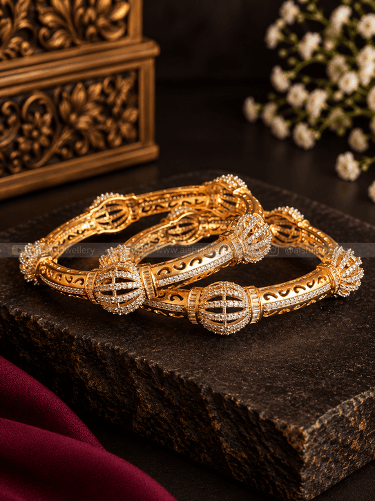Luxe Diamond Bangles (Pair)-B233