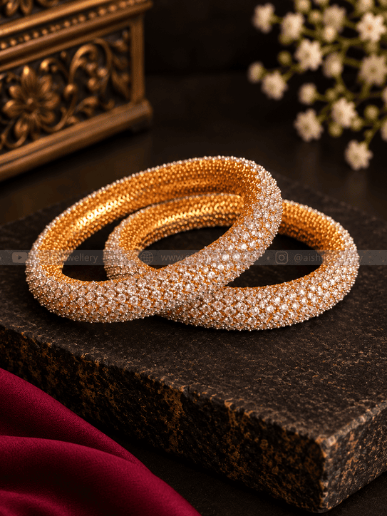 Sparkle Diamond Bangles (Pair)-B235