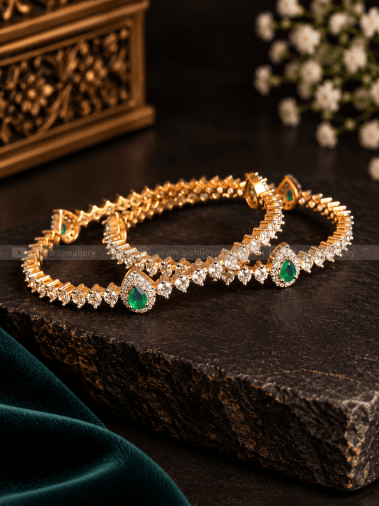 Sparkle Diamond Bangles (Pair)-B237