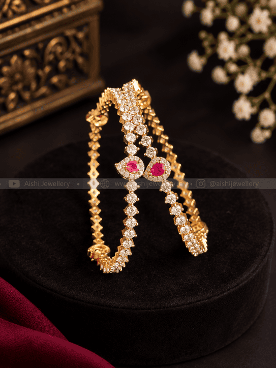 Sparkle Diamond Bangles (Pair)-B238