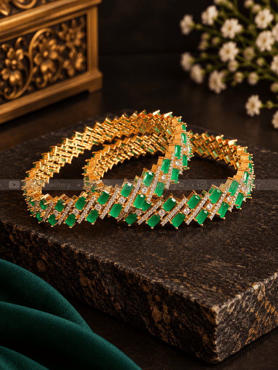 Sparkle Diamond Bangles (Pair)-B239