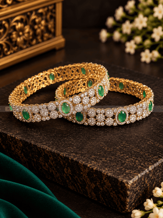 Sparkle Diamond Bangles (Pair)-B240