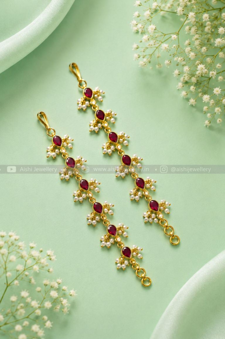 Jadau Kundan Straight Earchain - EC198