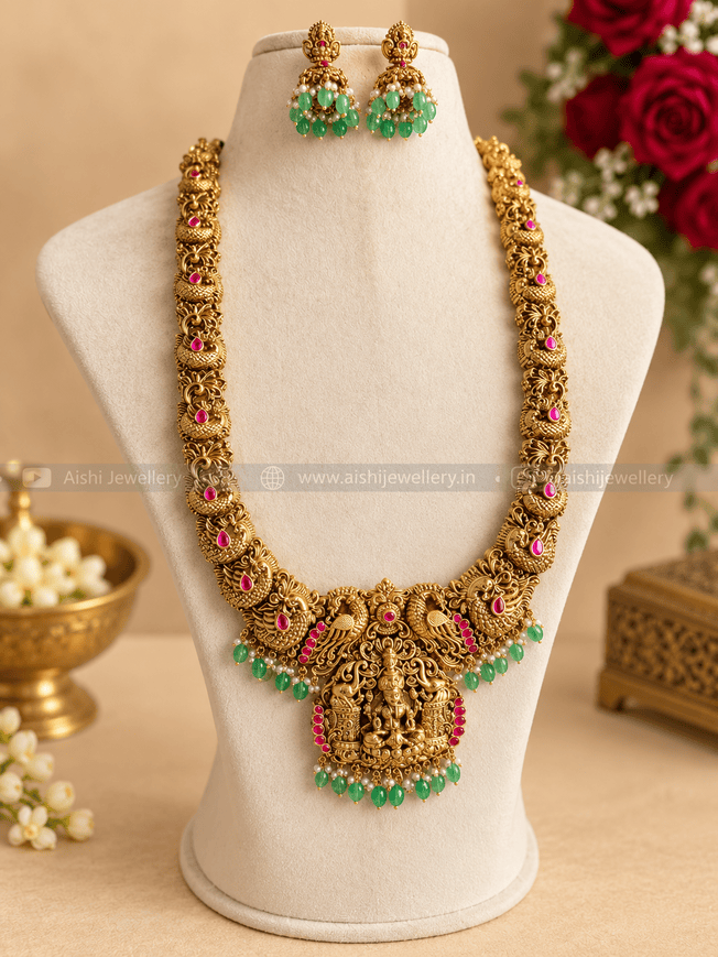 Temple Tale Grand Mint Beads Haram (Jadau)-LH480