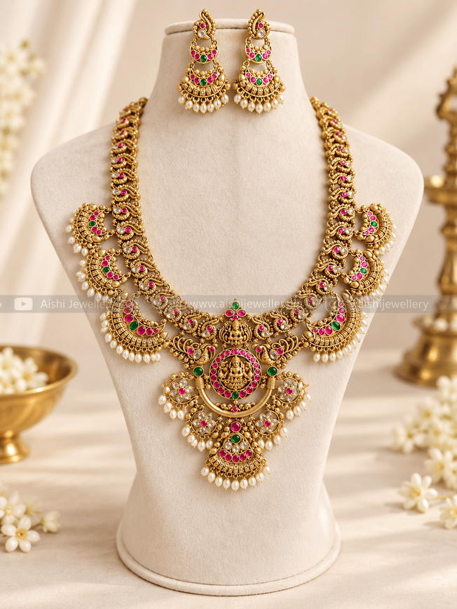 Grand Temple Bridal Necklace Set(Jadau) -LH494