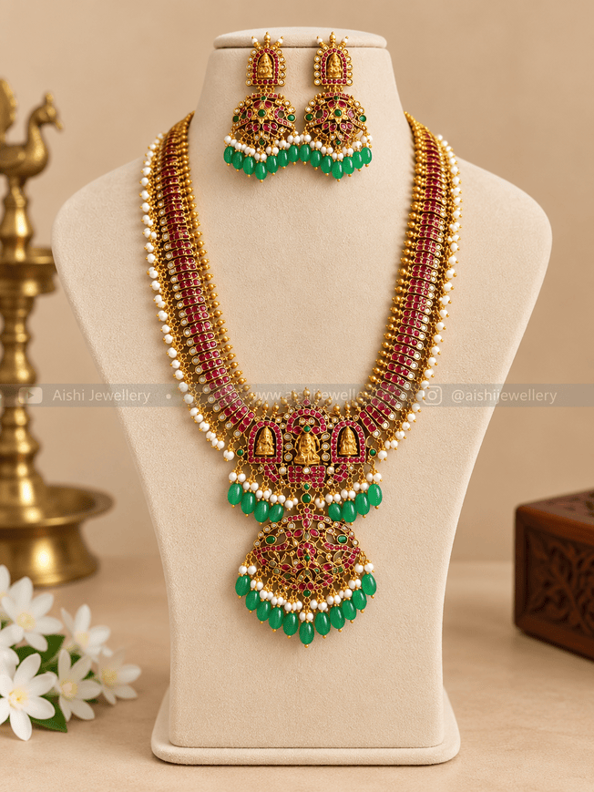 Ruby Green Temple Bridal Haram – LH514