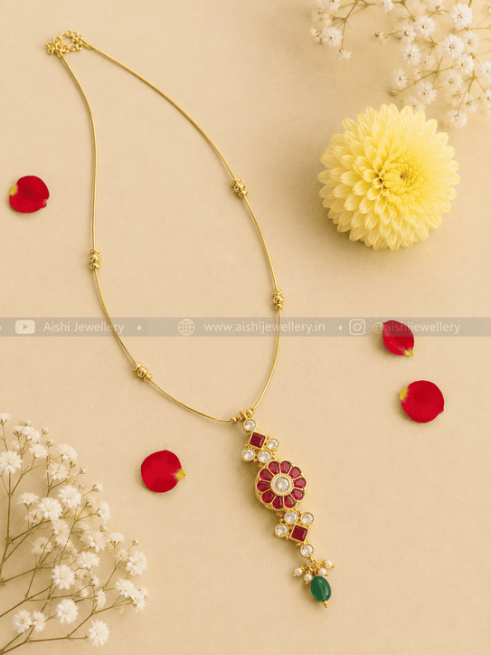 Invisible Jadu Chain with Floral Pendant  – N627