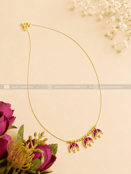 Invisible Jadu Chain with Pirai Nila Pendant ( Ruby) – N638