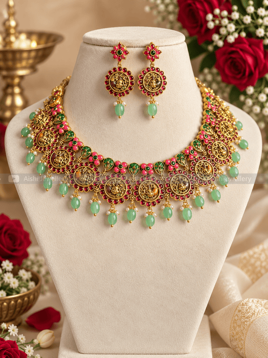 Peacock Floral Enamel Necklace-N826