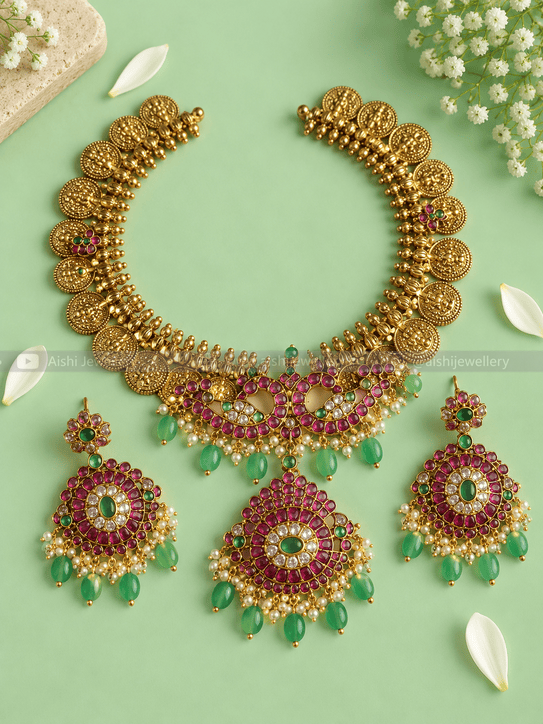Classic Mayura Coin Necklace(Jadau)-N838