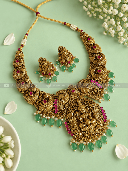 Temple Tale Grand Mint Beads Necklace(Jadau)-N844
