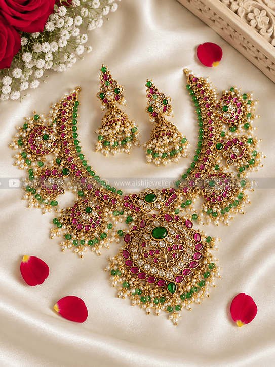 Premium Jadau Bridal Necklace Set – N855