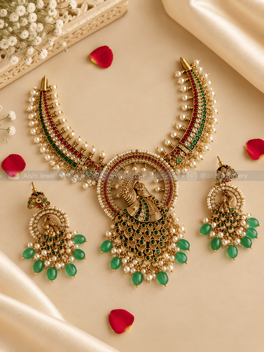 Peacock Kemp Bridal Necklace Set – N862