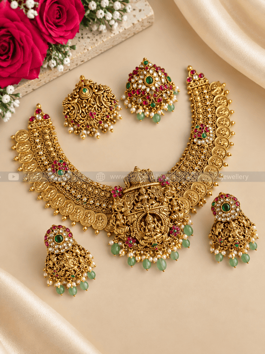 Grand Lakshmi Jadau Bridal Necklace Set (3 in 1) – N865