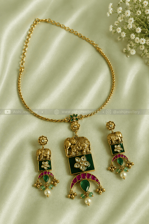 Elephant Pendant Necklace Set-N923
