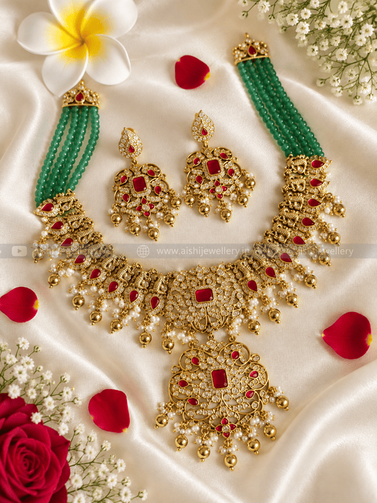 Sparkling Elegance Pearl Necklace(Mint)-N792