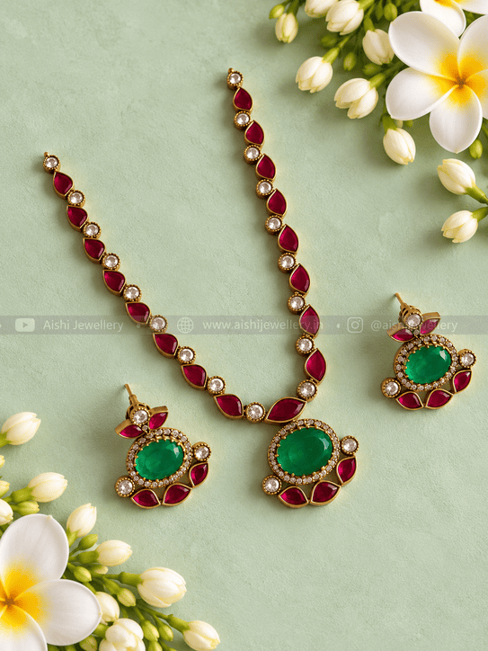 Kiara Emerald Jadau Necklace-N941